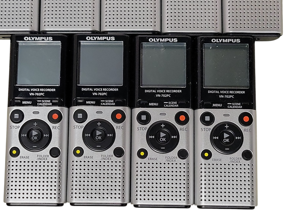 Lot of 9x Olympus digital voice recorder VN-702PC with 8x USB Cables _