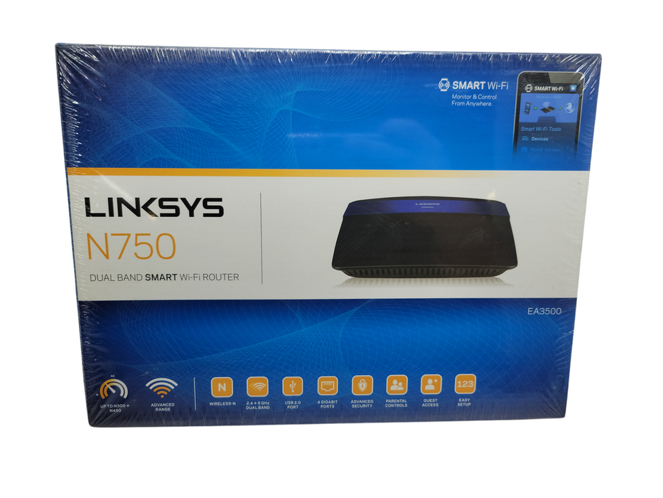 NEW Linksys N750 Dual-Band Smart Wi-Fi Router (EA3500-NP) %