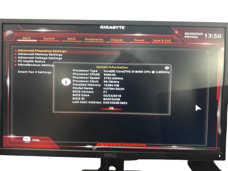 Custom PC/Gigabyte | Intel i5-8400 @ 2.8 | 16GB DDR4|No HDD |READ