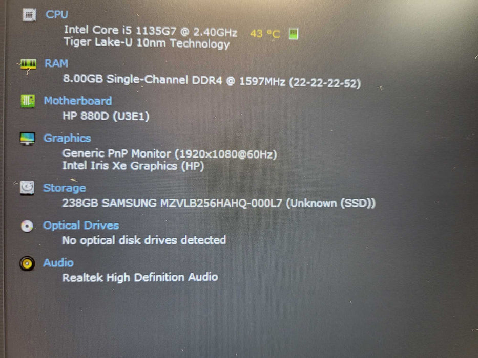 HP EliteBook 840 G8 Core i5-1135G7@2.40GHz 8GB RAM 256GB SSD $ Lap200