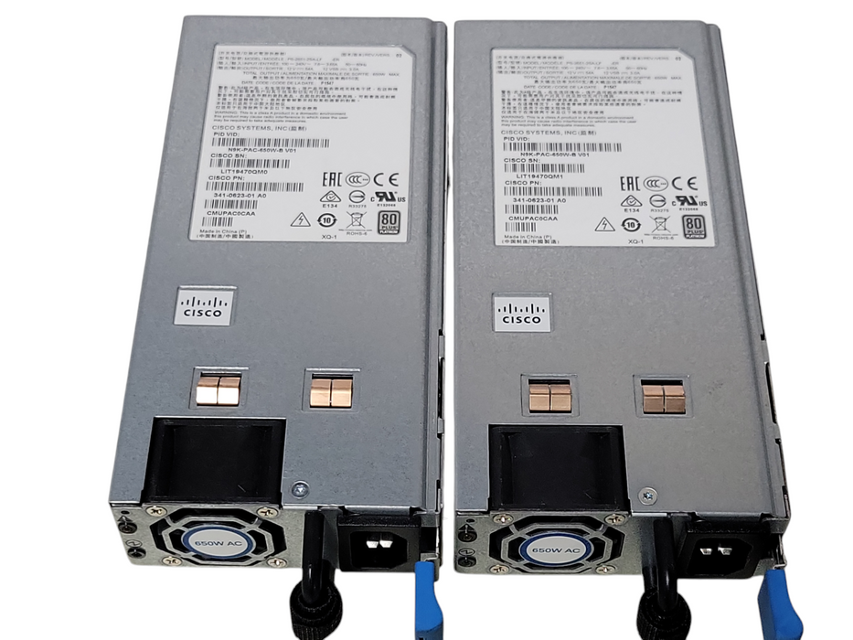 Lot of 2x Cisco N9K-PAC-650W-B Nexus 9300 650W Switch Power Supplies _