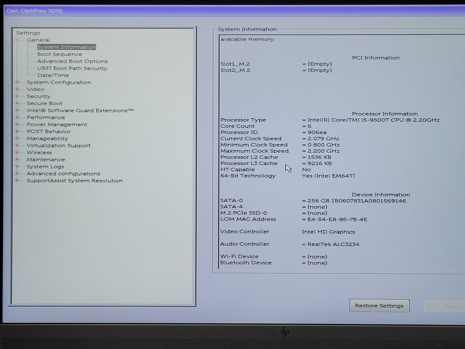 Dell OptiPlex 7070 USFF Core i5-9500T 2.2GHz, 8GB DDR4, 256GB NVMe Q_