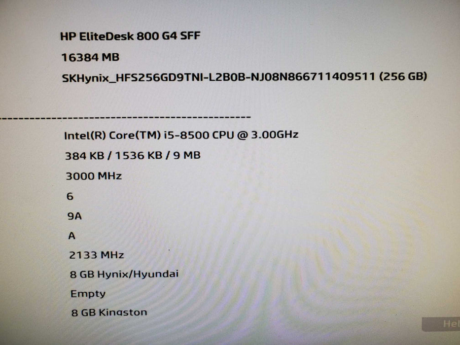 HP EliteDesk 800 G4 SFF Desktop Intel i5-8500 16GB RAM 256GB NVMe