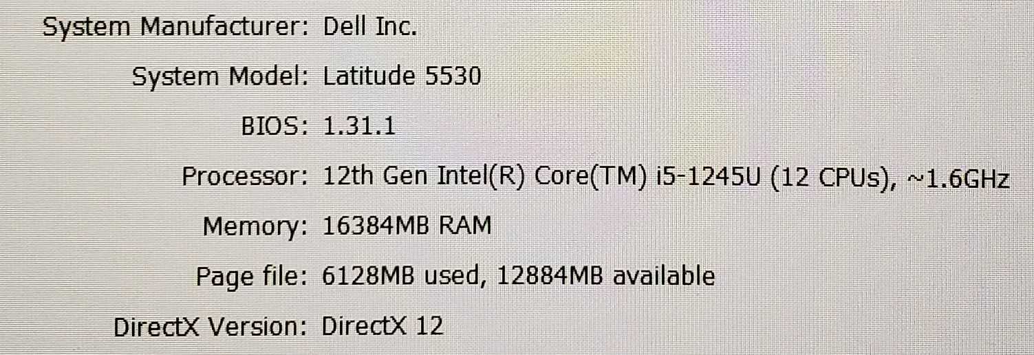Dell Latitude 5530 - i5-1245U @1.6GHz 16GB DDR4 512GB NVMe  Lap200