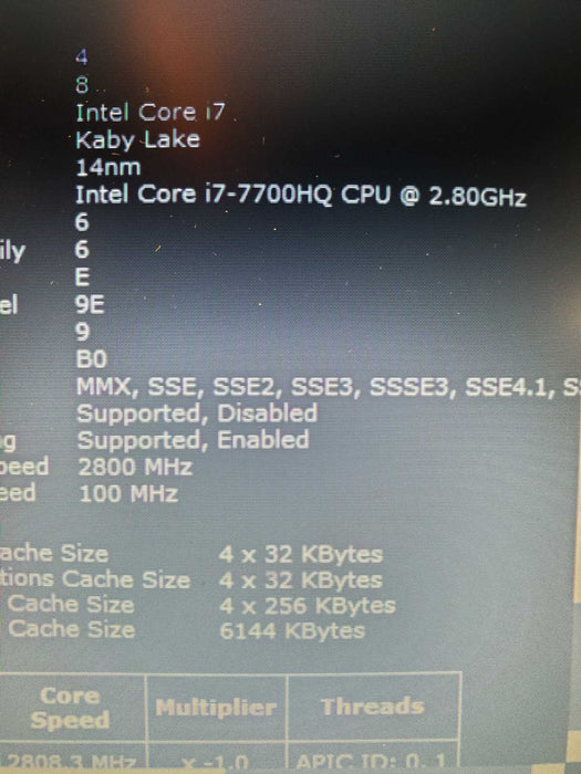 MSI GE62 Gaming15.6 Core I7-7700HQ 2.80 GHz 16GB RAM 256SSD GTX1050 READ  Lap200