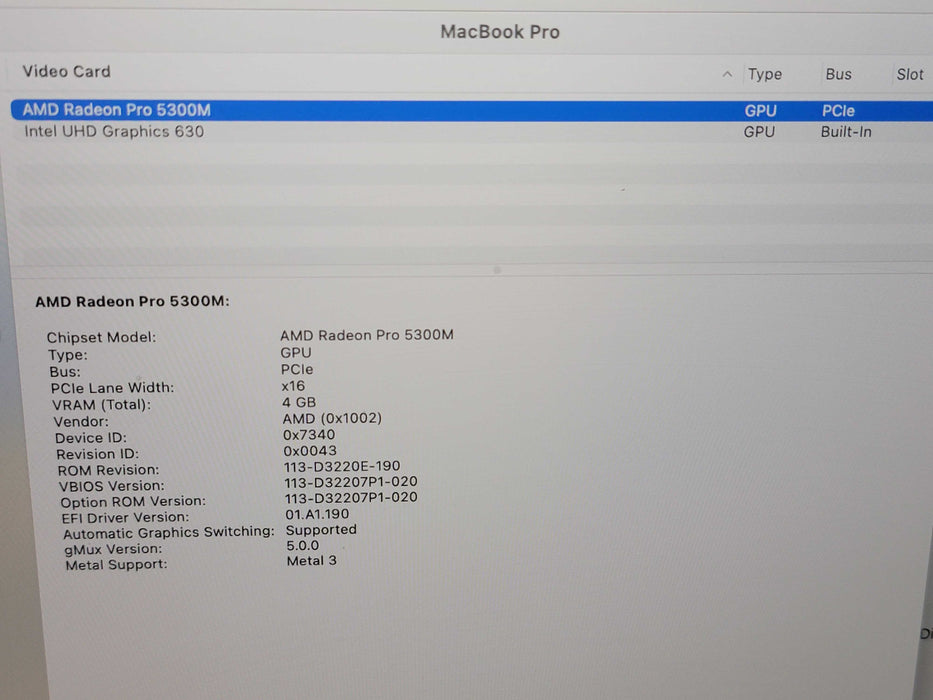 Apple Macbook Pro 2019 16" 6-Core i7-9750H@ 2.6GHz 16GB DDR4 500GB SSD (