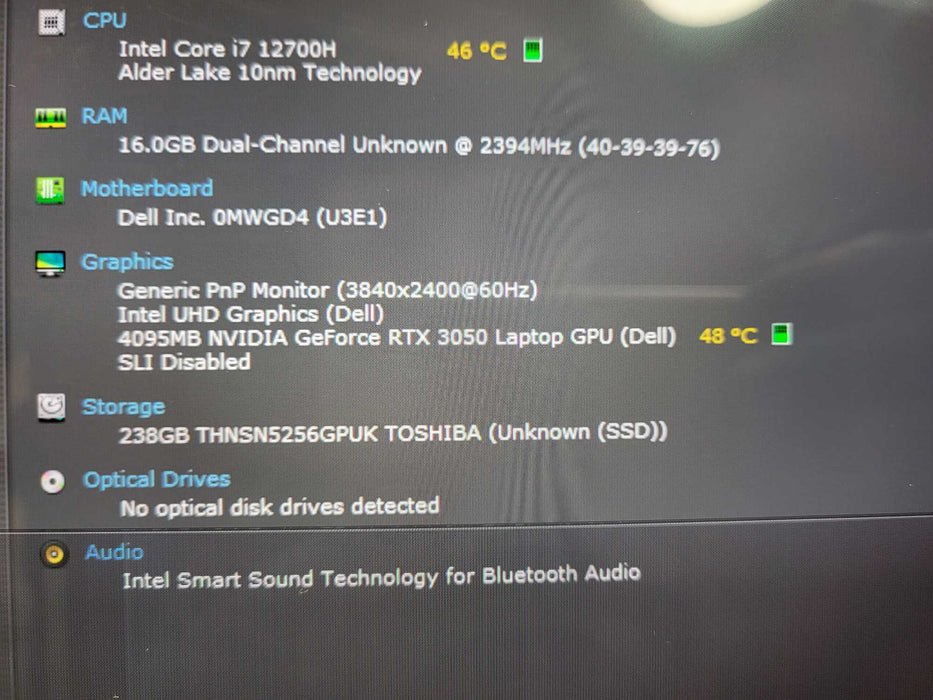 Dell XPS 15 9520 i7-12700H 16GB DDR5 RTX 3050 256GB NVMe READ $ Lap200