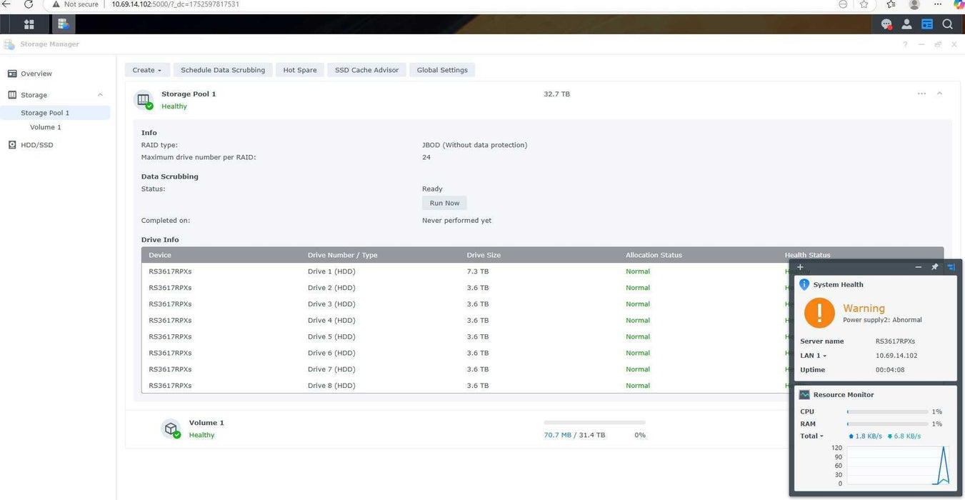 Synology RackStation RS3617RPxs 2U 12-BAY RACKMOUNT NAS 36TB storage, READ _