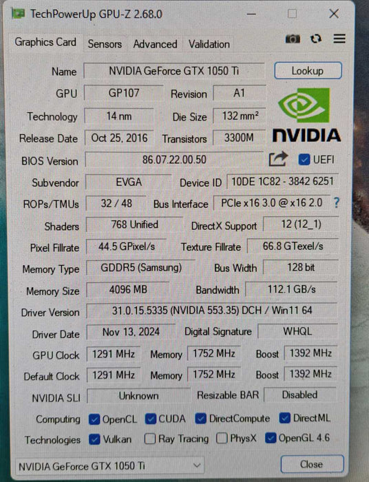 EVGA GeForce GTX 1050 Ti Gaming 4GB GDDR5 Graphics Card | 04G-P4-6251-KR )