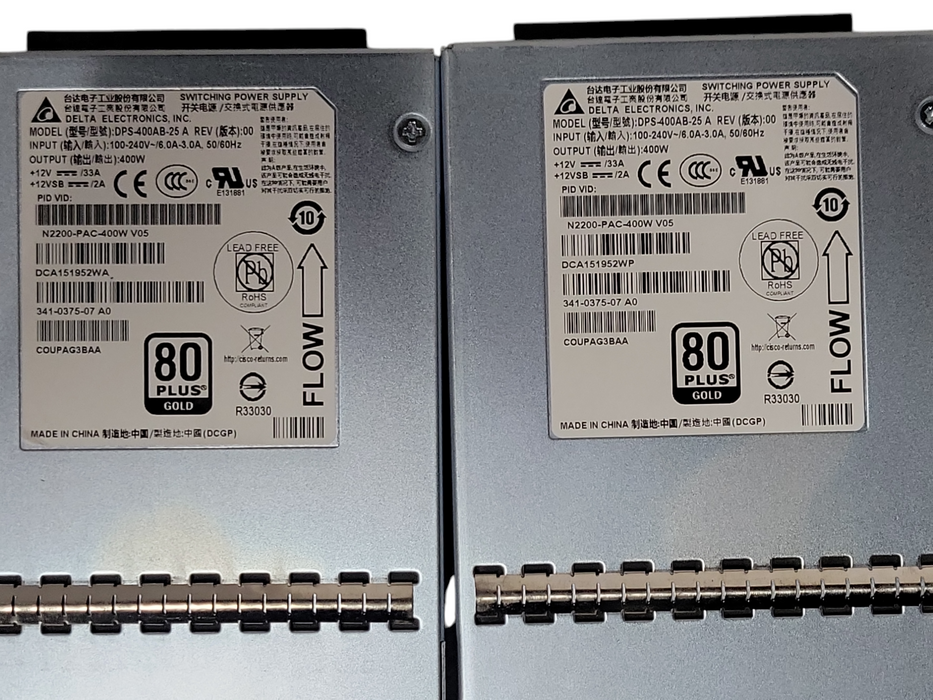 Lot of 2x Cisco N2200-PAC-400W 400 WATT NETWORK SWITCHING POWER SUPPLY _