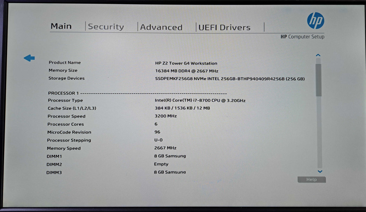 HP Z2 Tower G4 Workstation | Intel Core i7-8700, 16GB DDR4, 256GB NVMe )