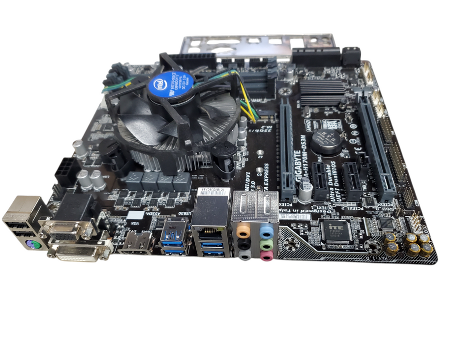 Gigabyte GA-H170M-DS3H Motherboard w/ i5-6500 CPU w/iO Shield -No Ram