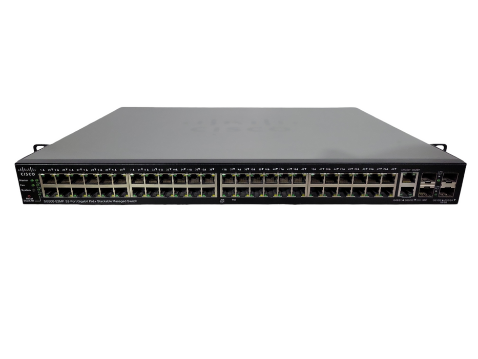 Cisco SG500-52MP, 52-Port Gigabit PoE+ Managed Stackable Switch 1/5G SFP !