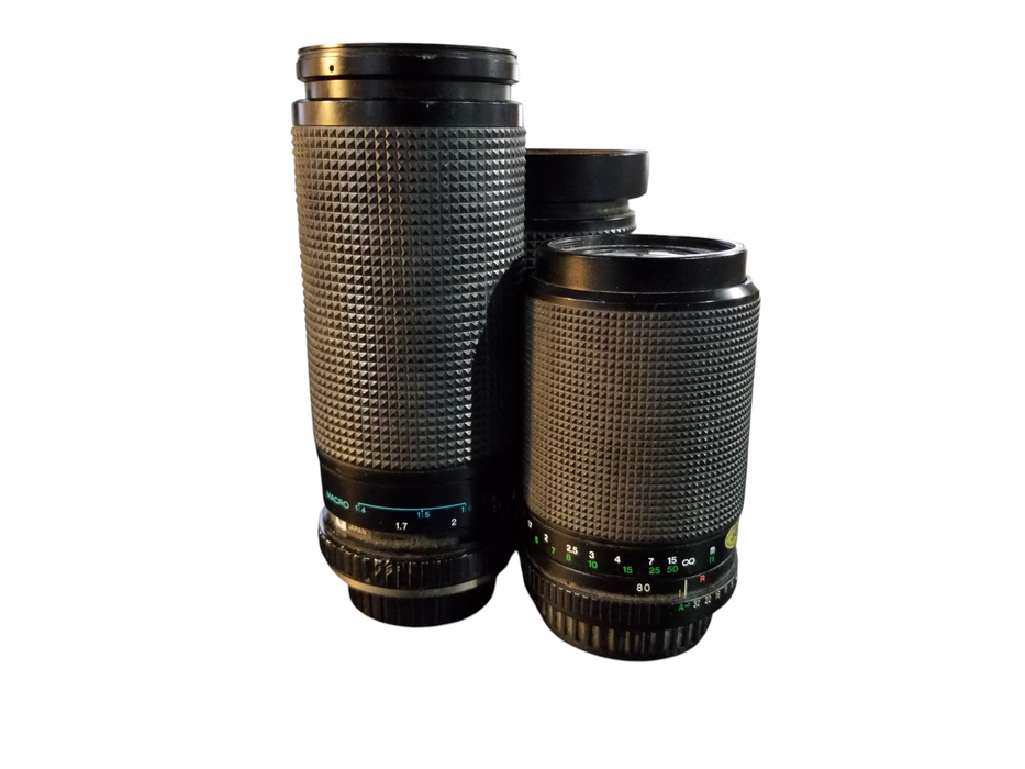 Lot 3x Minolta MD/MC Zoom Lens F=28/80-135mm/200mm/300mm - Untested / Parts