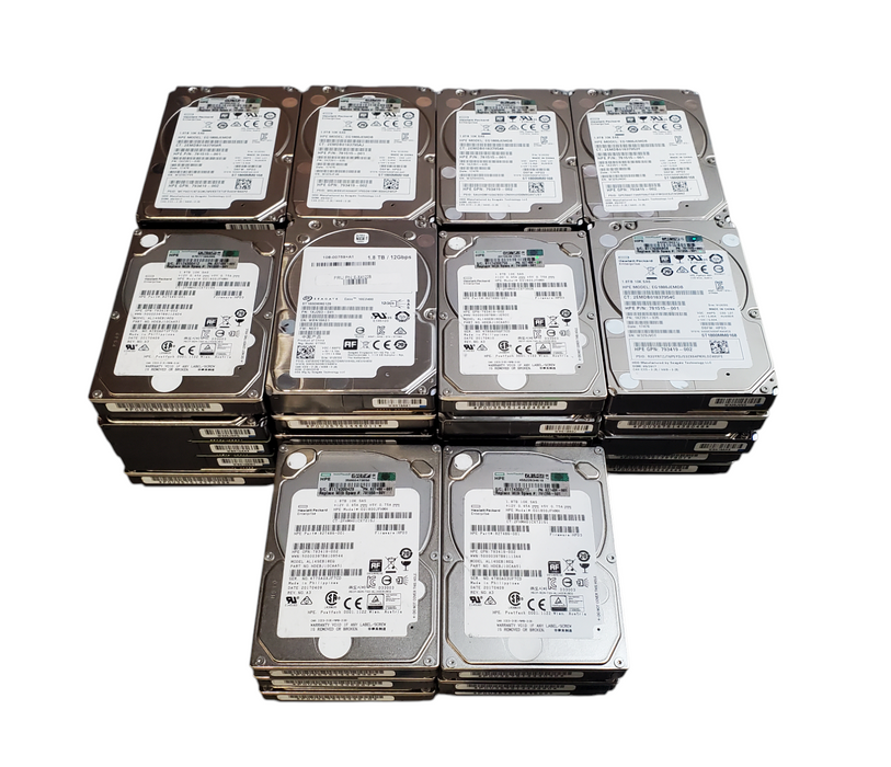 Lot 46x 1.8TB SAS 2.5" 15mm 7.2K 12Gb/s HDD - Assorted Brands