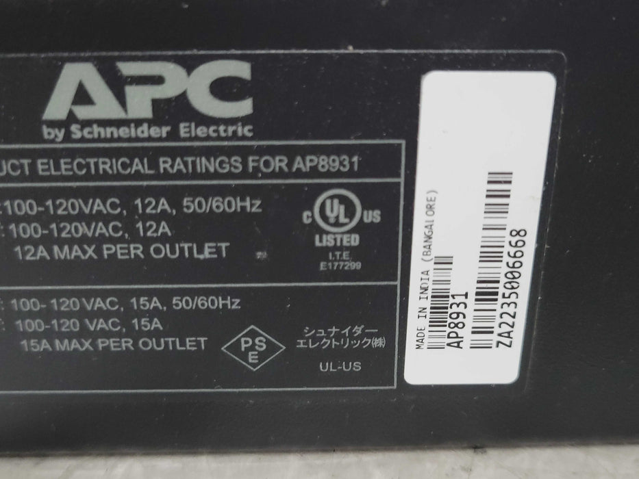 APC AP8931 power distribution unit (PDU) 8 AC outlet(s) Black _
