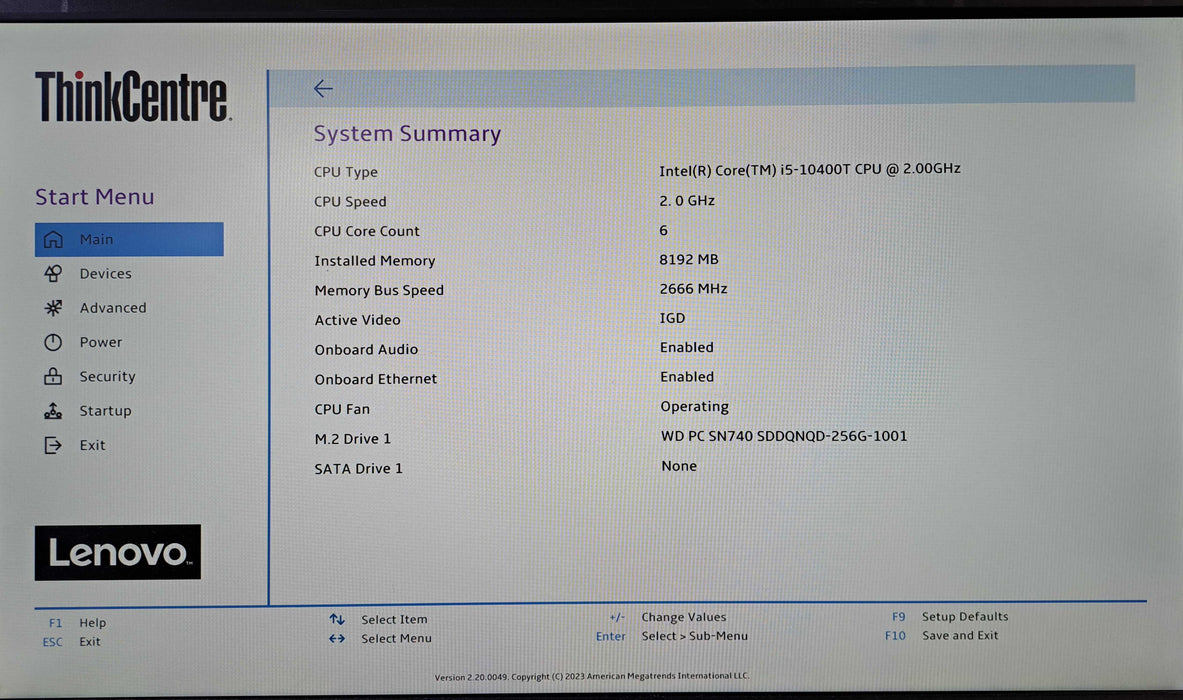 Lenovo ThinkCentre M70q | Intel Core i5-10400T, 8GB DDR4, 256GB NVMe w/ AC )