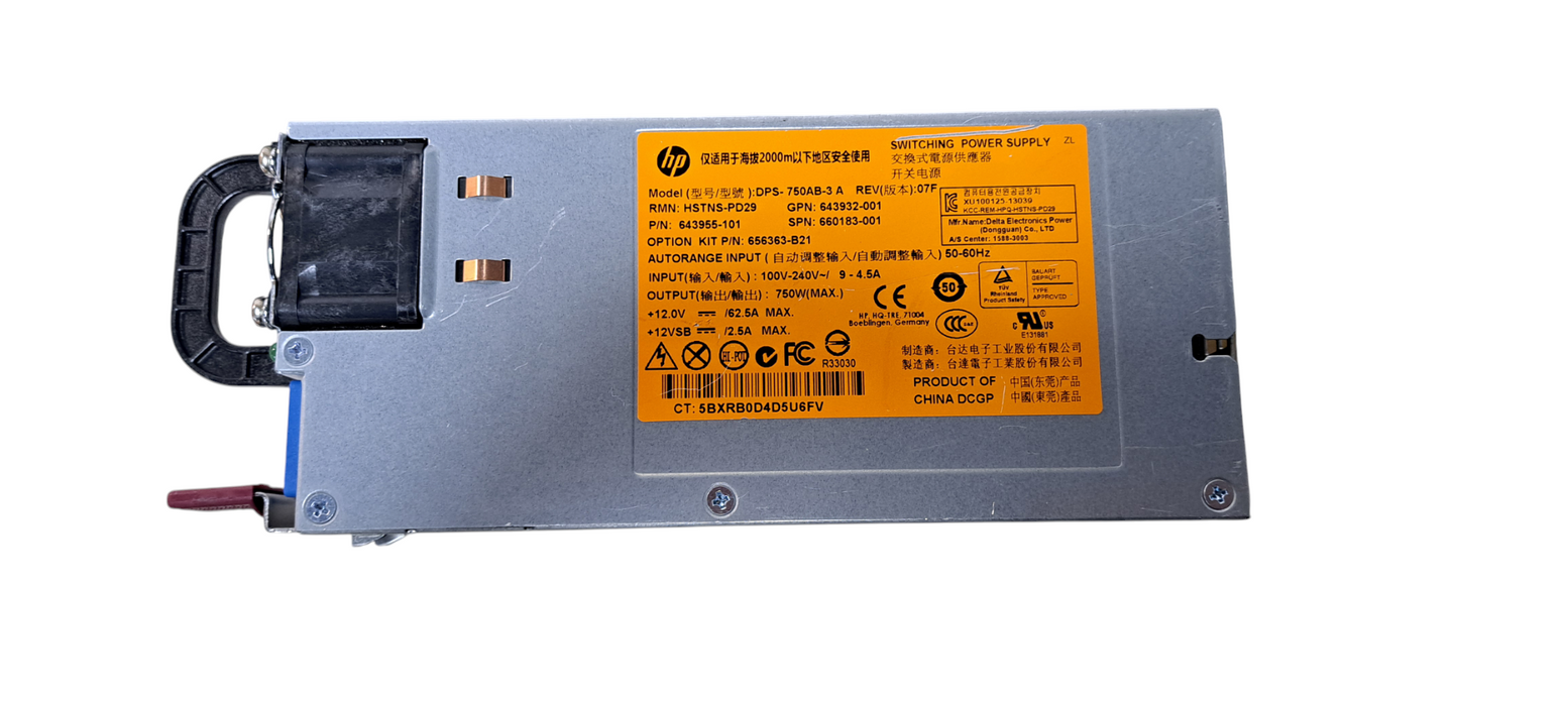 HP 643955-201 HSTNS-PD29 DPS-750AB-3 A 750W Server Power Supply Q