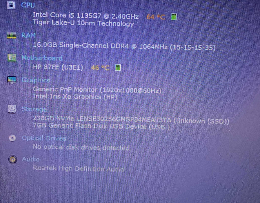 HP Laptop 15 Core i5-1135G7@2.40GHz 16GB RAM 256GB SSD  Lap200