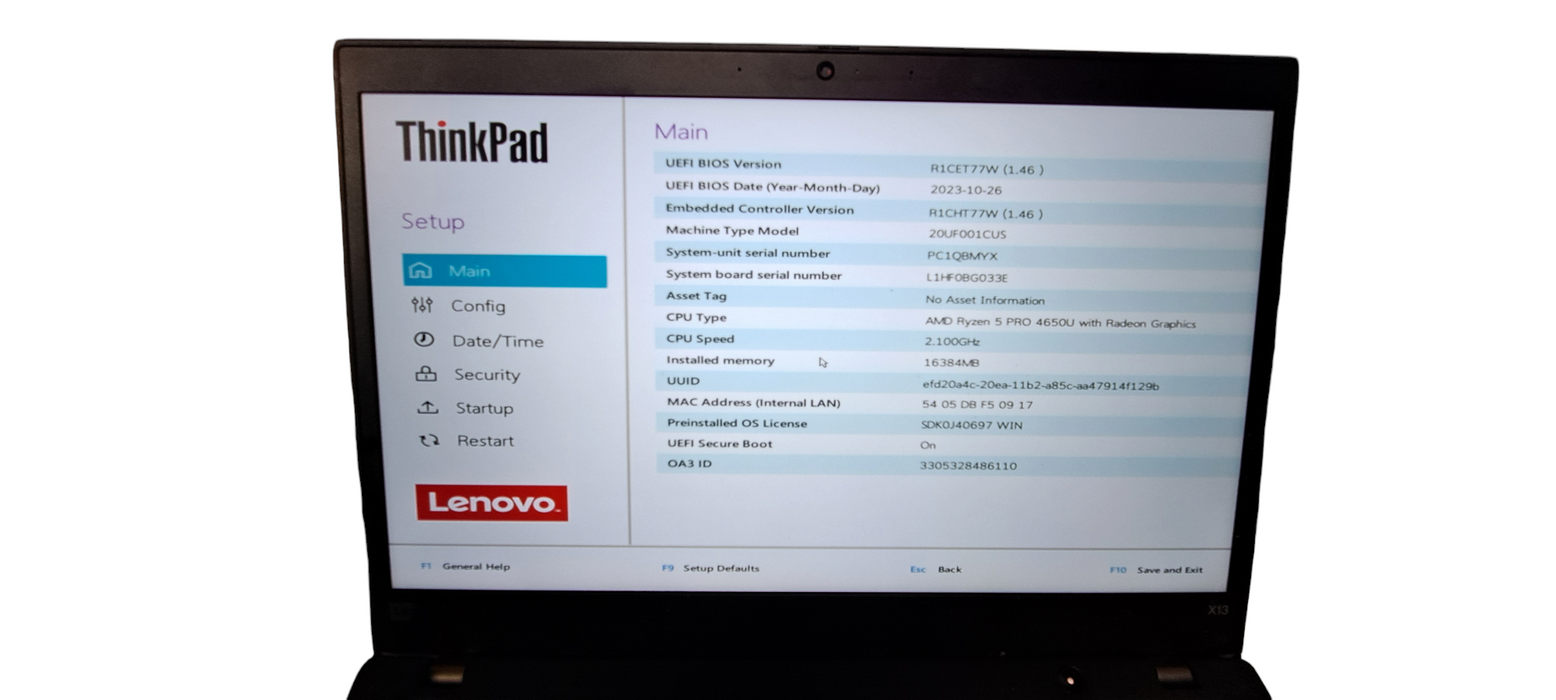 ThinkPad X13 Ryzen 5 PRO 4650U|16GB RAM|256GB NVMe|READ  Lap200