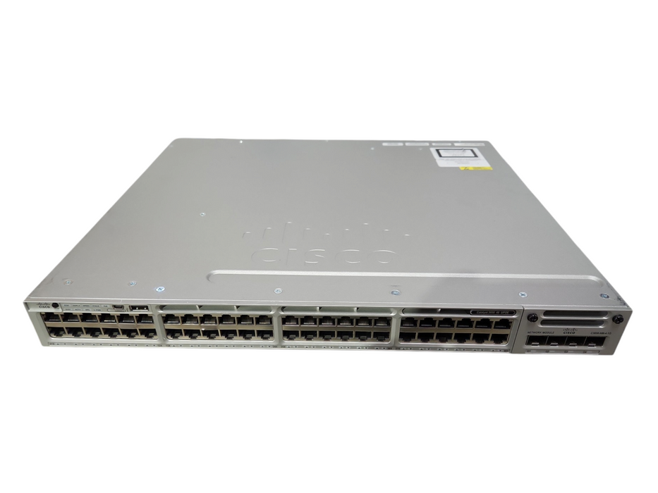 Cisco WS-C3850-48U-L, 48-Port Gigabit PoE Switch, 1x C3850-NM-4-1G, 1x PSU