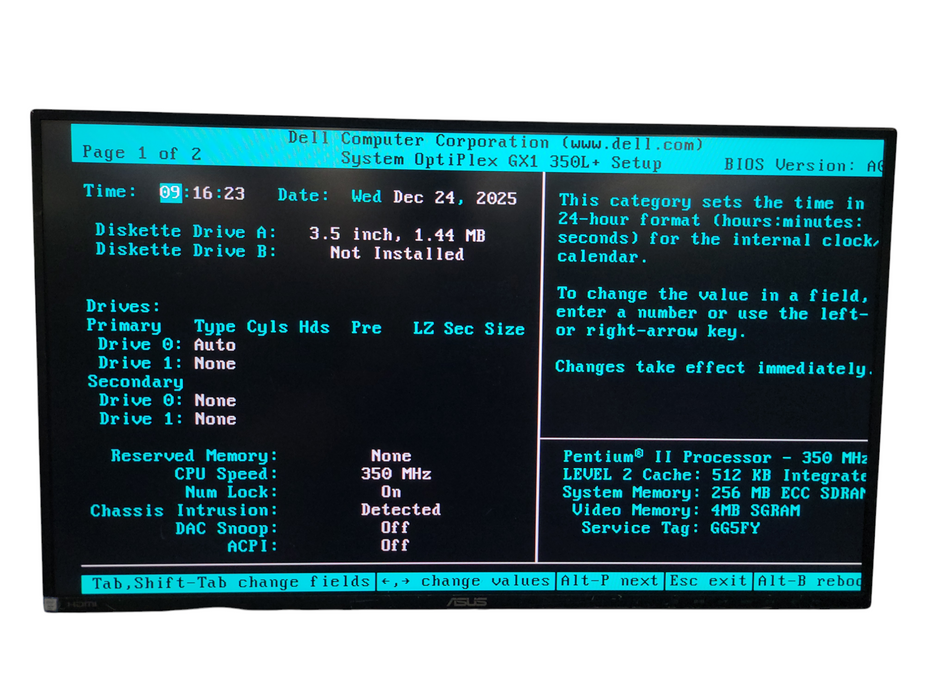 Dell OptiPlex GX1 350L+ - Intel Pentium II @ 350Mhz 256MB ECC SDRAM NO HDD  %