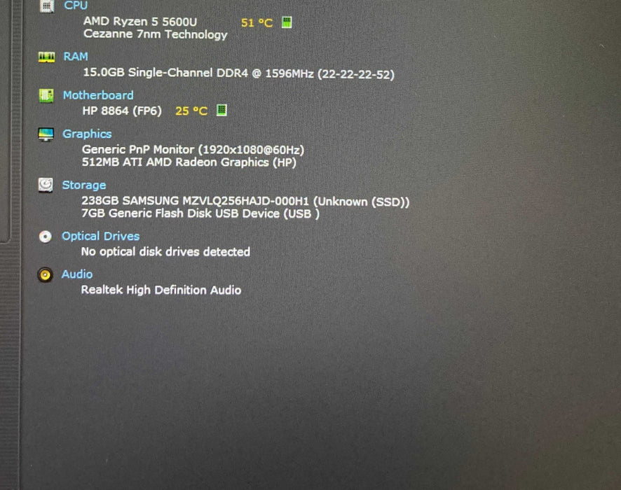 HP PROBOOK 455 G8 AMD Ryzen 5 5600U@2.3GHz 16GB RAM 256GB SSD READ  Lap200