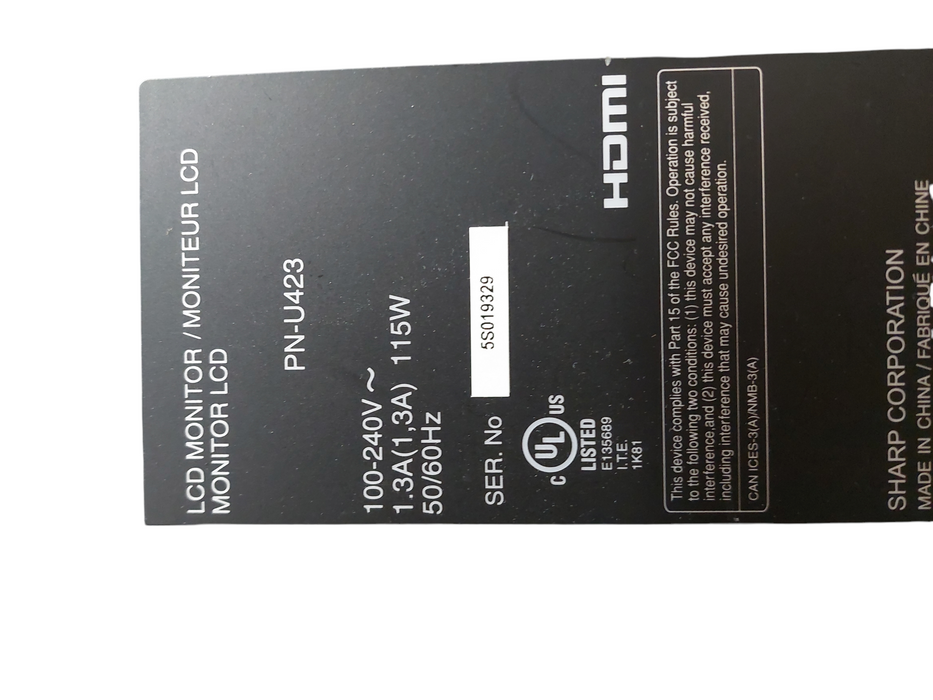 Sharp 42" LCD Monitor Model: PN-U423 =