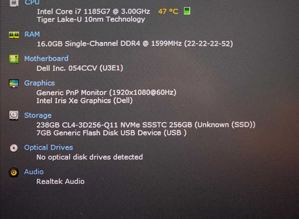 Dell Latitude 5420 Core i7-1185G7@3.00GHz vPRO 16GB RAM 256GB SSD  Lap200
