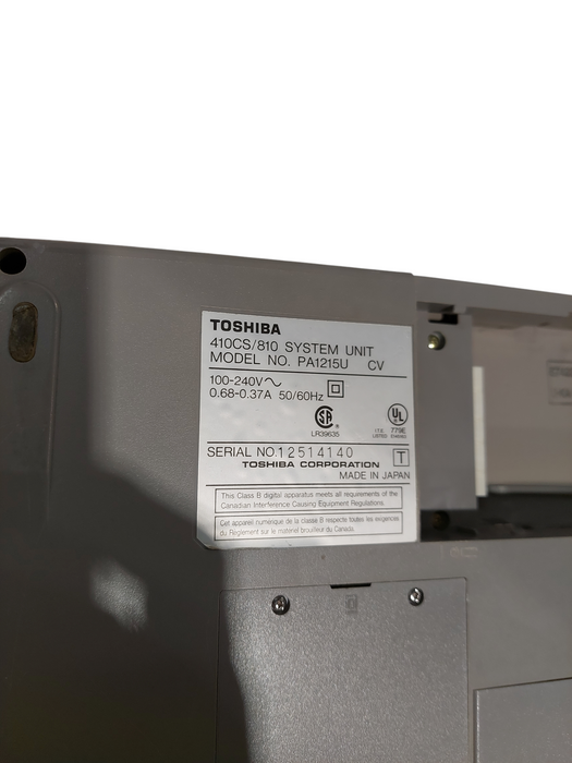 Toshiba Satellite Pro 410CS / 810 System Unit Model: PA1215U ( No Battery ) =