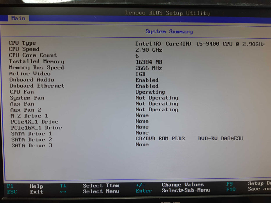 Lenovo ThinkCentre SFF Desktop i5-9400 2.90Ghz 16GB DDR4 NO HDD