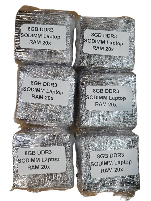 Lot of 120x, Assorted 8GB DDR3 SODIMM Laptop RAM