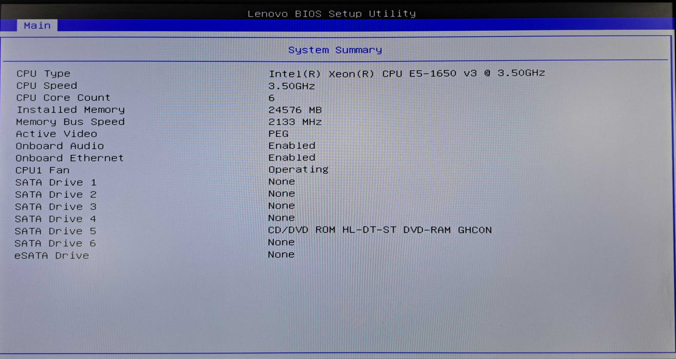 Lenovo ThinkStation P500 1x Xeon E5-1650 v3 24GB RAM K2200 - No HDD