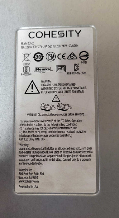 Cohesity C2605 2-Node Chassis with x Node servers and 2x PSU, READ  _