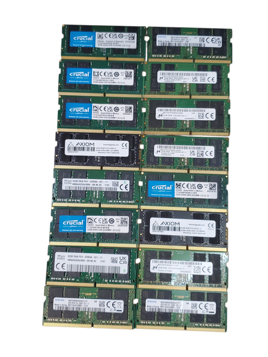 Lot of 16x, Assorted 32GB DDR4 SODIMM Laptop RAM
