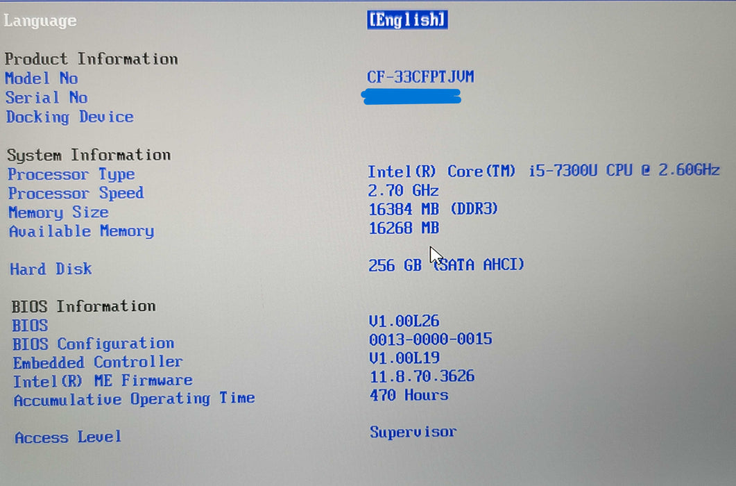 Panasonic ToughBook CF-33 2-in-1 i5-7300U 16GB RAM 256GB SSD 470Hrs  β