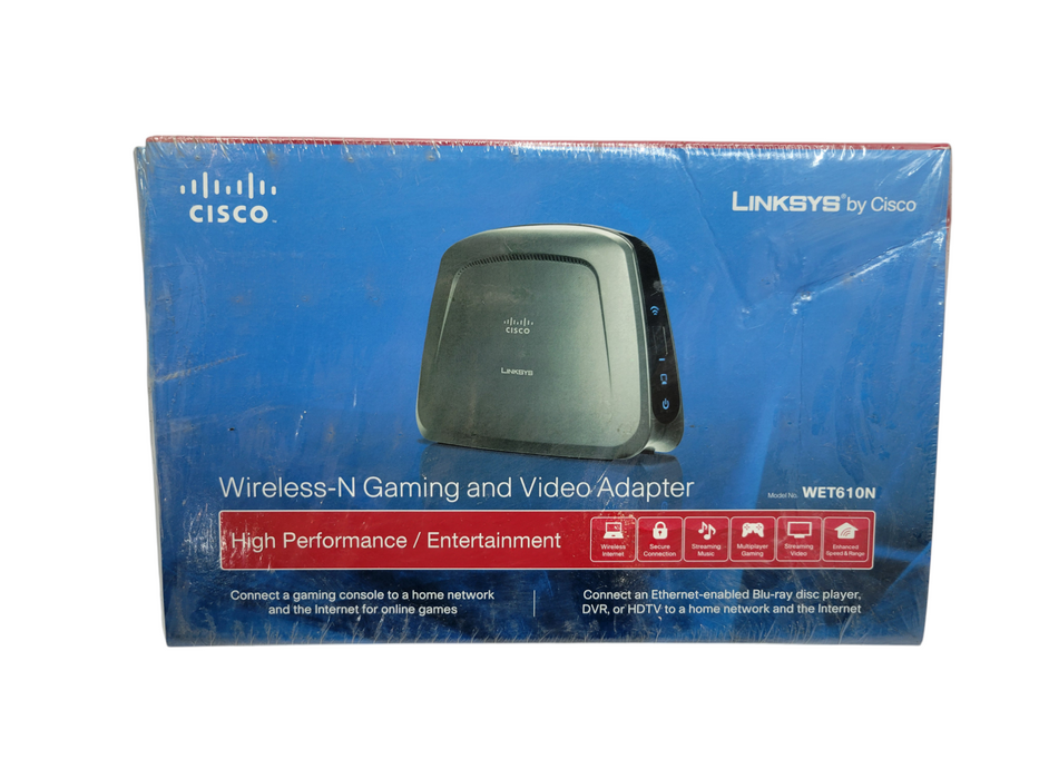 NEW Linksys Wireless-N Gaming and Video Adapter (WET610N) %