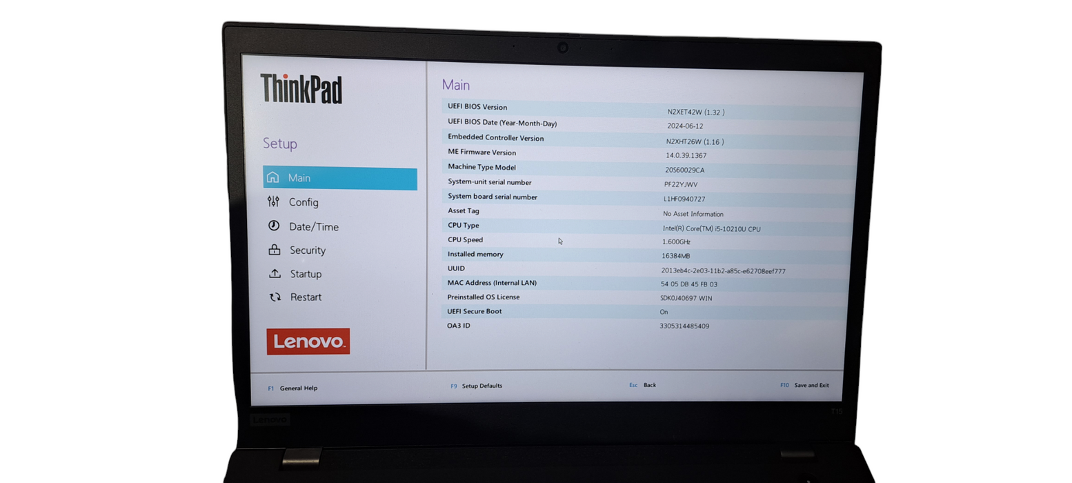 ThinkPad T15  i5-10210U CPU|16GB DDR4|256GB NVMe|W/ AC |READ  Lap200