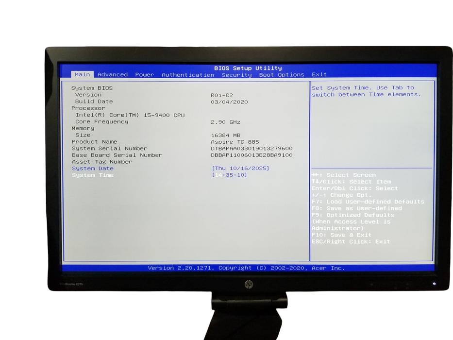 Acer Aspire TC-885-D17E5 Intel i5-9400 @2.90Ghz 16GB DDR4 256GB NVMe