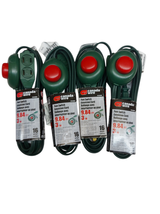 LOT 4x Foot Switch Extension Cord - 3 Outlet - 9.84 ft - 16 Gauge P/N 8915