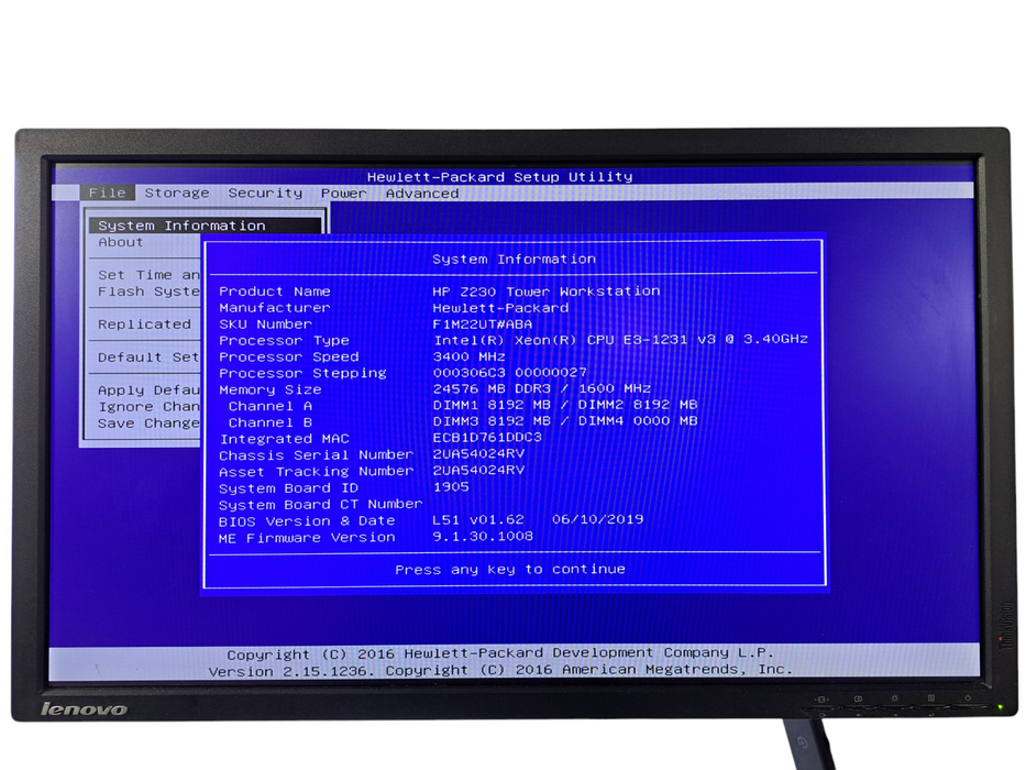 HP Z230 Workstation Xeon E3-1231 v3 @3.40GHz, 24GB Ram, Quadro K620, No HDD