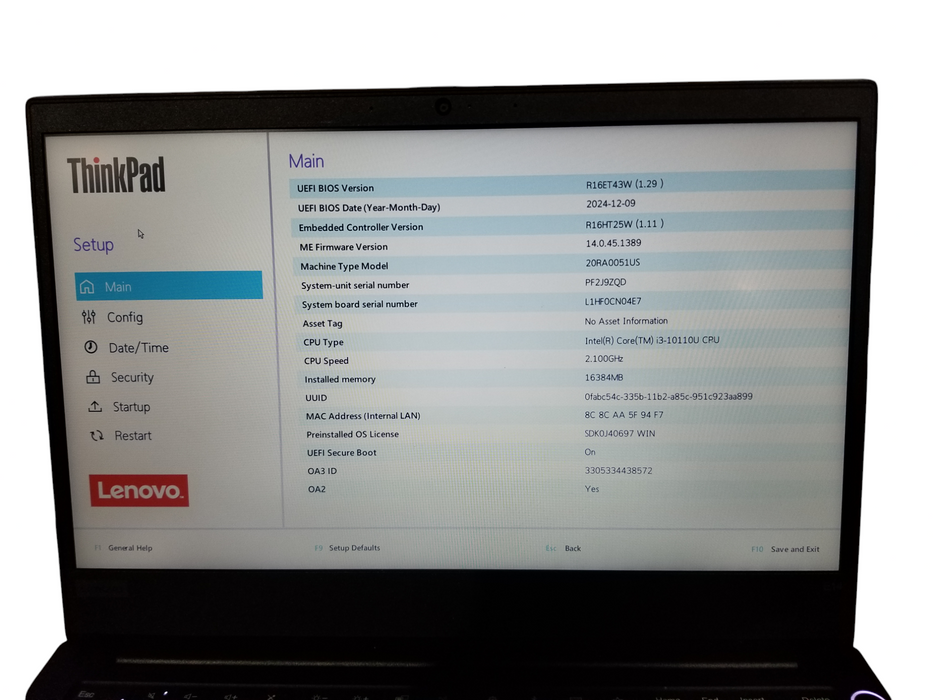 Lenovo ThinkPad E14 | Intel Core i3-10110U, 16GB DDR4, 256GB SSD  Lap200
