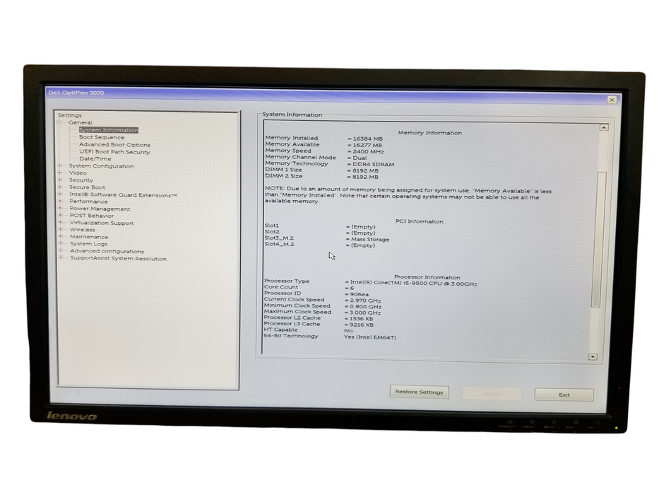 Dell OptiPlex 3070 SFF | Intel Core i5-9500 @3.00GHz, 16GB DDR4, 256GB NVMe Q