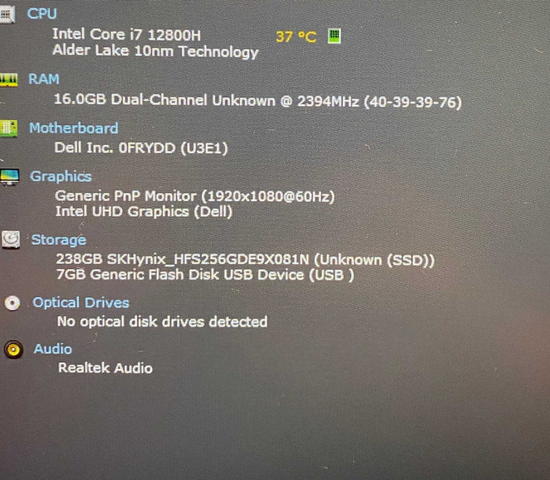 Dell Latitude 5531 i7-12800H 16GB RAM 256SSD French Keyboard READ! Q Lap200