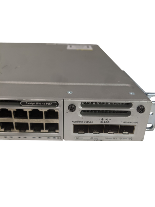 Cisco WS-C3850-48P-S V07 | 48-Port Gigabit PoE Switch | w/ C3850-NM-2-10G