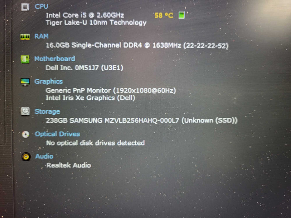 Dell Latitude 5420 - Intel Core i5-1145G7, 16GB DDR4, 256GB NVMe Q$ Lap200