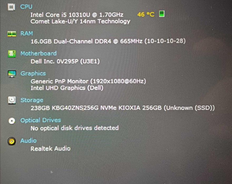 Dell Latitude 5310 2-in-1, i5-10310U 1.70GHz, 16GB DDR4, 256GB NVMe, No AC  Lap200