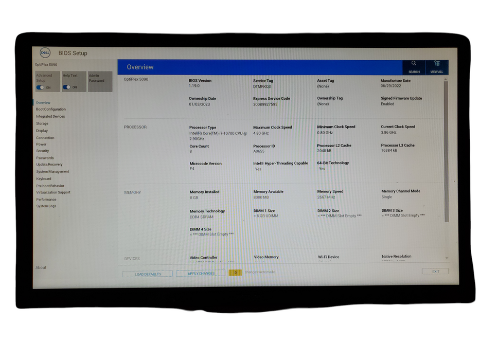 Dell OptiPlex 5090 SFF Intel Core i7-10700 @2.90GHz, 8GB DDR4