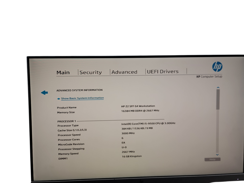 HP Z2 SFF G4 Workstation i5 - 9500 @ 3.00GHz 16GB DDR4 Ram θ