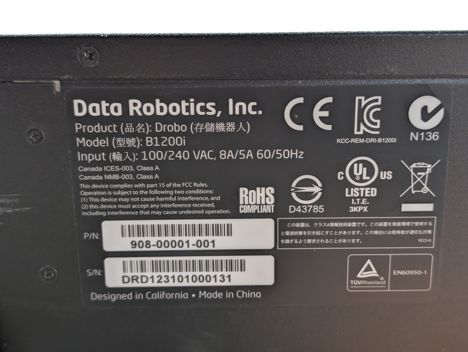 Drobo B1200i 12 bay Storage Array Server Data Robotics 908-00001-001 No HDD -